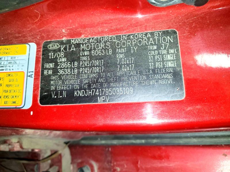 Продаж на аукціоні авто 2009 Kia Borrego, vin: KNDJH741795035109, номер лоту: 53282586
