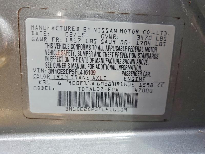 Aukcja sprzedaży 2015 Nissan Versa Note, vin: 3N1CE2CP5FL416109, numer aukcji: 51536386