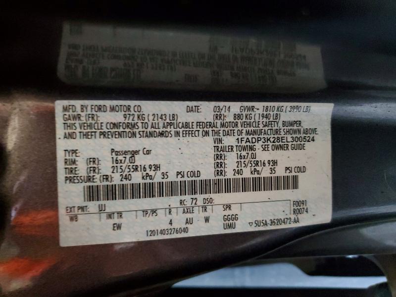 Продаж на аукціоні авто 2014 Ford Focus, vin: 1FADP3K28EL300524, номер лоту: 52948286