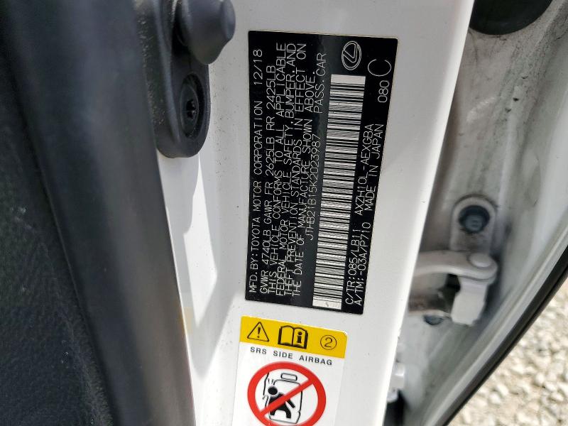54723236 :رقم المزاد ، JTHB21B15K2023987 vin ، 2019 Lexus Es مزاد بيع
