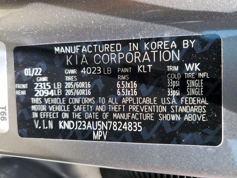 Aukcja sprzedaży 2022 Kia Soul, vin: KNDJ23AU5N7824835, numer aukcji: 53235126