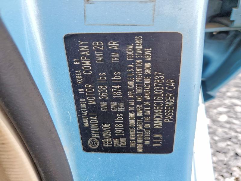 52828076 :رقم المزاد ، KMHCN46C16U037837 vin ، 2006 Hyundai Accent مزاد بيع