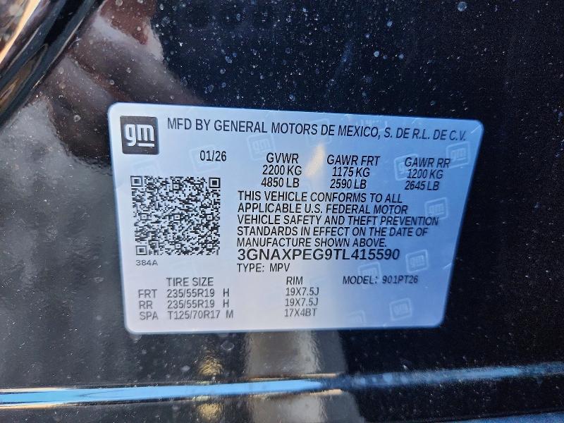 Продаж на аукціоні авто 2026 Chevrolet Equinox, vin: 3GNAXPEG9TL415590, номер лоту: 52450216