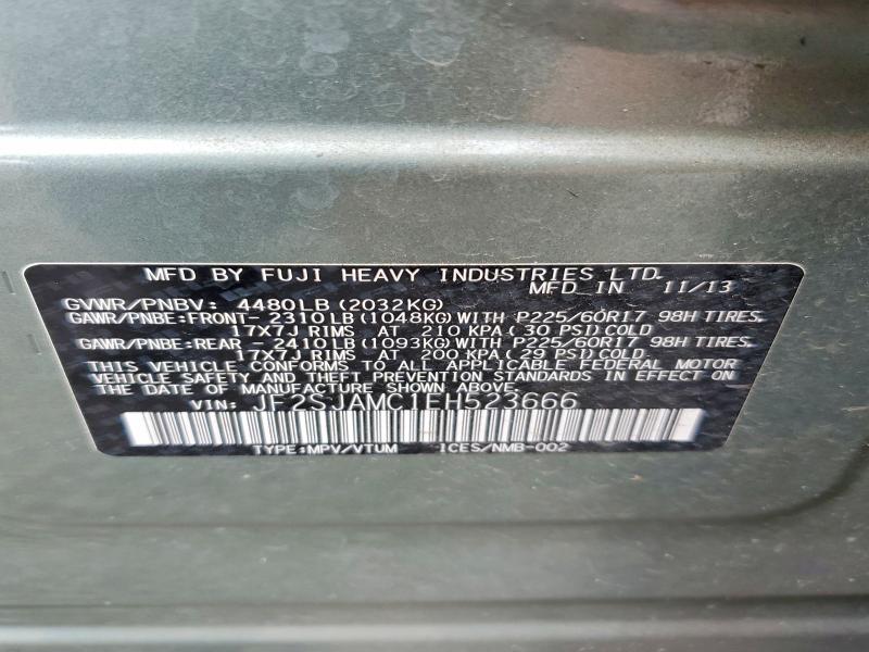 2014 Subaru Forester მანქანა იყიდება აუქციონზე, vin: JF2SJAMC1EH523666, აუქციონის ნომერი: 52566826