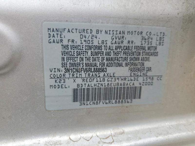 Продаж на аукціоні авто 2024 Nissan Versa, vin: 3N1CN8FV6RL888563, номер лоту: 53130796