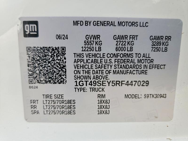 53003536 :رقم المزاد ، 1GT49SEY5RF447029 vin ، 2024 Gmc Sierra مزاد بيع