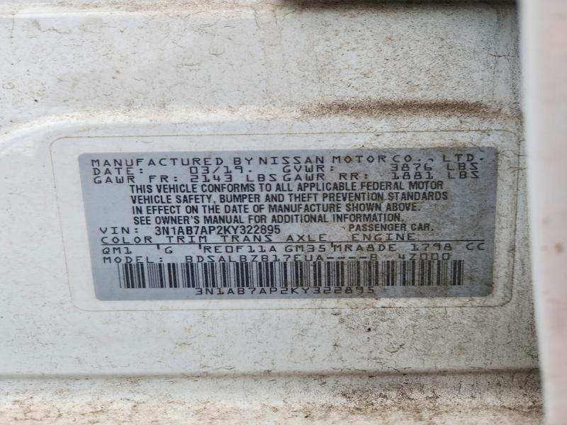 Продаж на аукціоні авто 2019 Nissan Sentra, vin: 3N1AB7AP2KY322895, номер лоту: 53810676