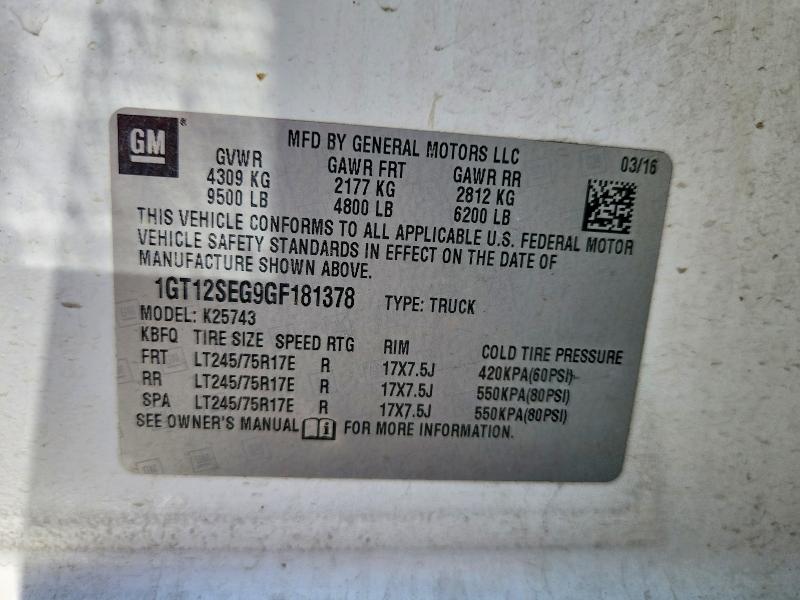 Продаж на аукціоні авто 2016 Gmc Sierra, vin: 1GT12SEG9GF181378, номер лоту: 52062336
