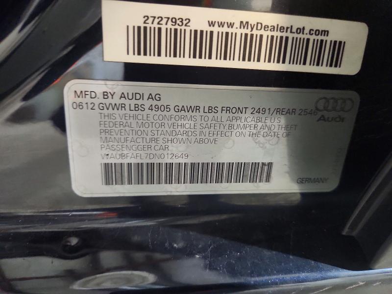 2013 Audi A4 მანქანა იყიდება აუქციონზე, vin: WAUBFAFL7DN012649, აუქციონის ნომერი: 54797526