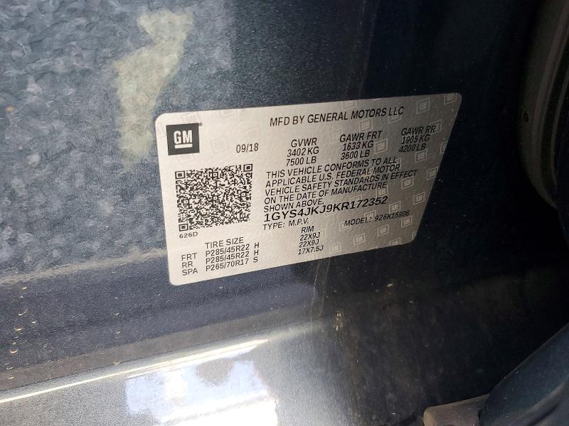 55224086 :رقم المزاد ، 1GYS4JKJ9KR172352 vin ، 2019 Cadillac Escalade مزاد بيع
