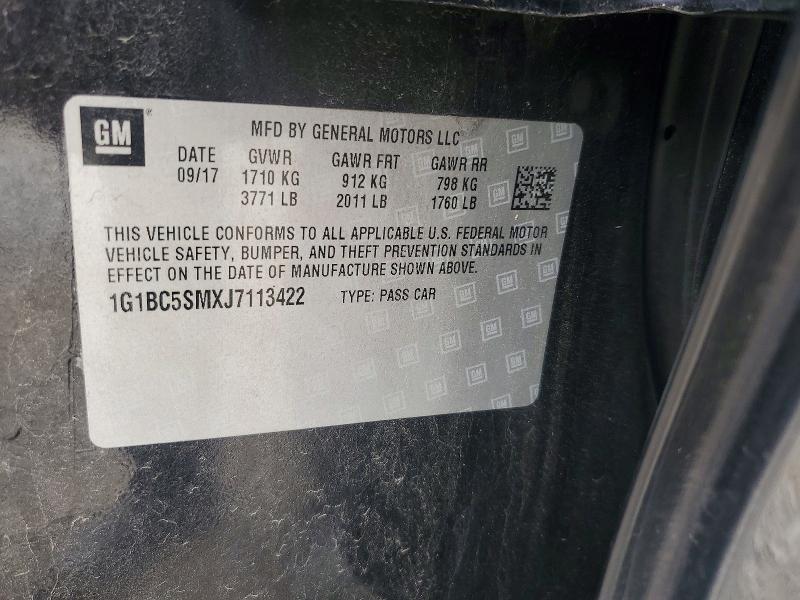 53207546 :رقم المزاد ، 1G1BC5SMXJ7113422 vin ، 2018 Chevrolet Cruze مزاد بيع