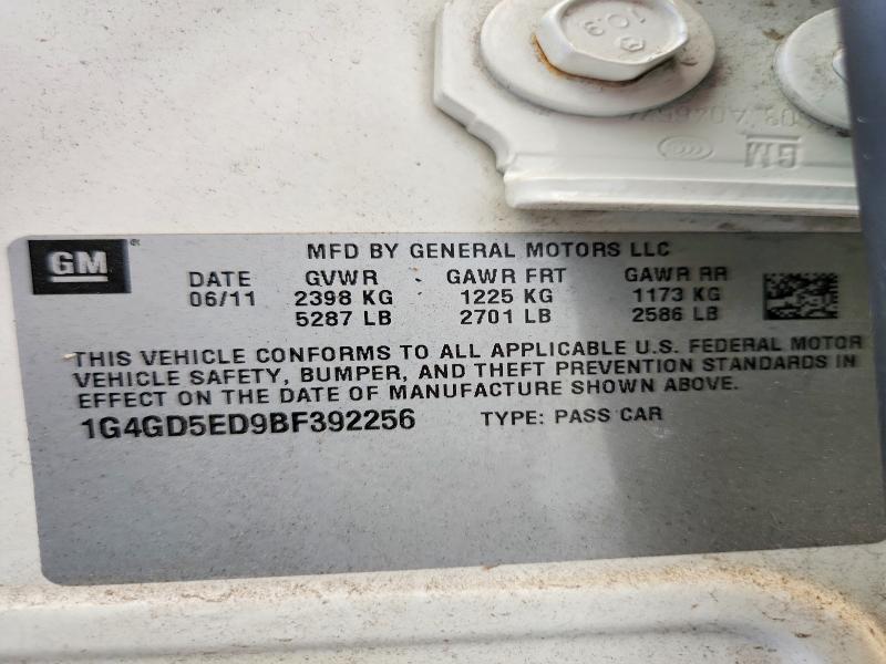 Aukcja sprzedaży 2011 Buick Lacrosse, vin: 1G4GD5ED9BF392256, numer aukcji: 52769956