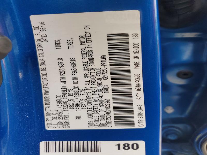 53408896 :رقم المزاد ، 3TMEZ5CN0GM022961 vin ، 2016 Toyota Tacoma مزاد بيع