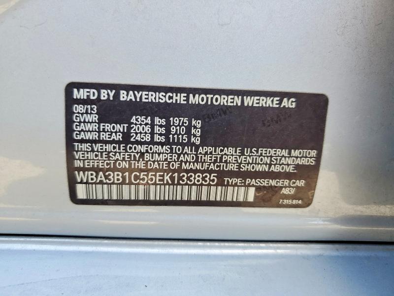 Aukcja sprzedaży 2014 Bmw 320, vin: WBA3B1C55EK133835, numer aukcji: 54927106