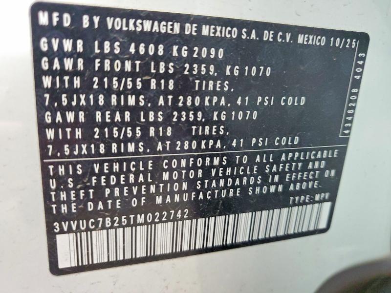 Продажа на аукционе авто 2026 Volkswagen Taos, vin: 3VVUC7B25TM022742, номер лота: 52863436