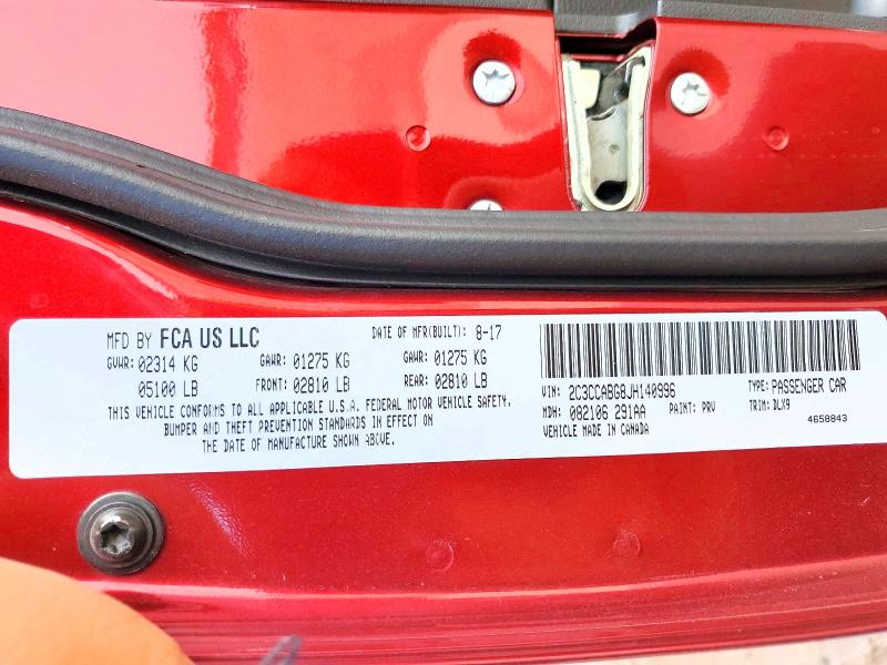 55444146 :رقم المزاد ، 2C3CCABG8JH140996 vin ، 2018 Chrysler 300 مزاد بيع