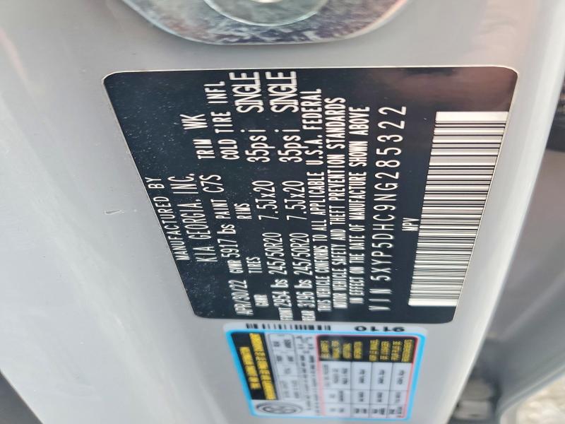 55175276 :رقم المزاد ، 5XYP5DHC9NG285322 vin ، 2022 Kia Telluride مزاد بيع