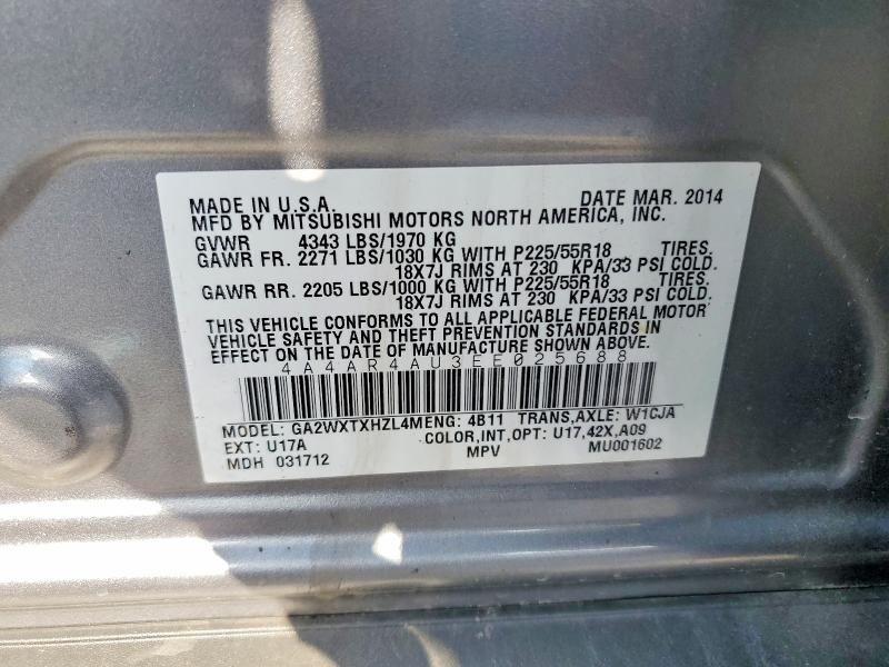 Продаж на аукціоні авто 2014 Mitsubishi Outlander Sport, vin: 4A4AR4AU3EE025688, номер лоту: 53723516