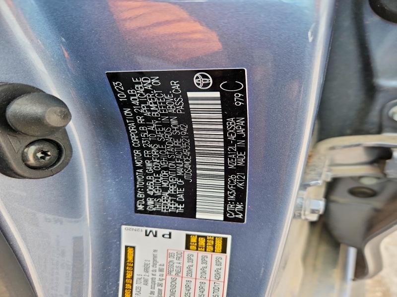 53195486 :رقم المزاد ، JTDS4MCE4R3521942 vin ، 2024 Toyota Corolla مزاد بيع
