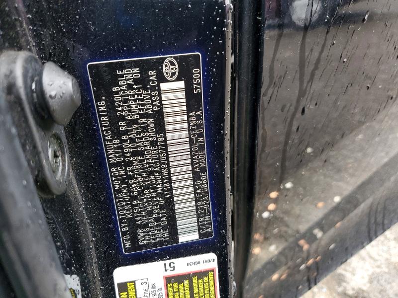 Aukcja sprzedaży 2018 Toyota Camry, vin: 4T1B11HK8JU577785, numer aukcji: 55177956