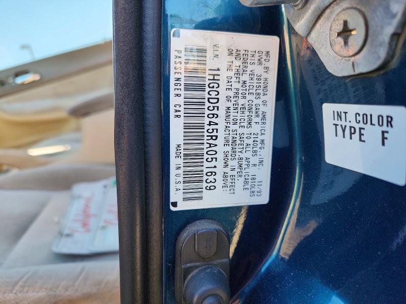 Продаж на аукціоні авто 1994 Honda Accord, vin: 1HGCD5645RA051639, номер лоту: 53399126