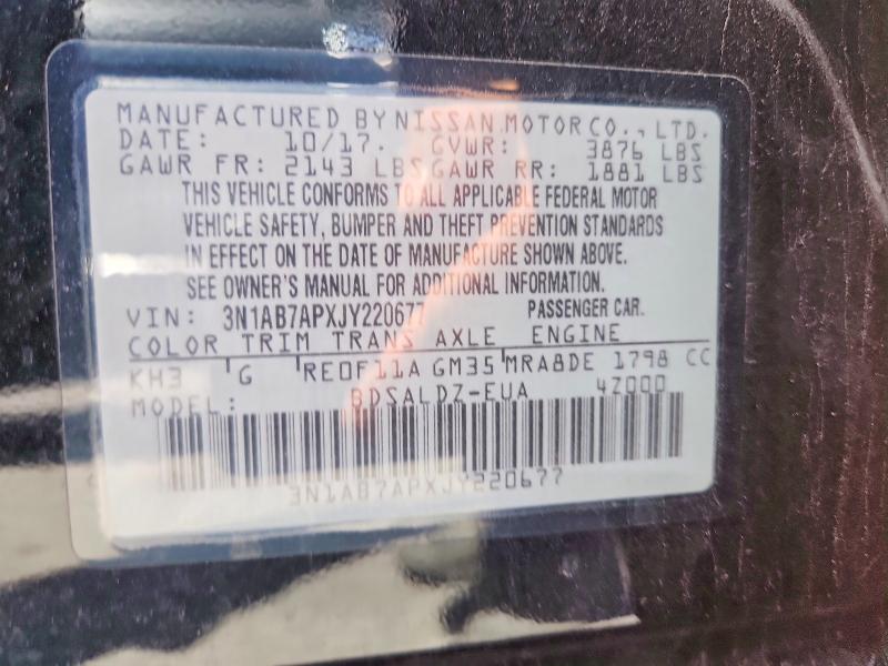 Продажа на аукционе авто 2018 Nissan Sentra, vin: 3N1AB7APXJY220677, номер лота: 52275306