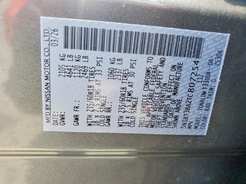 52225656 :رقم المزاد ، 5N1BT3BA2TC807254 vin ، 2026 Nissan Rogue مزاد بيع