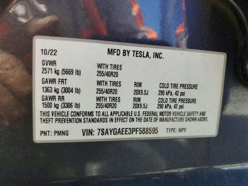 53012336 :رقم المزاد ، 7SAYGAEE3PF588595 vin ، 2023 Tesla Model Y مزاد بيع