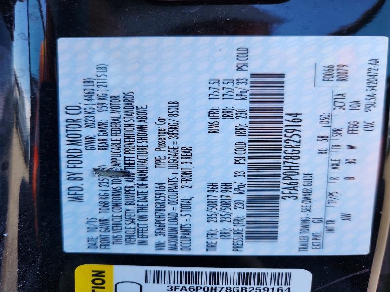 Aukcja sprzedaży 2016 Ford Fusion, vin: 3FA6P0H78GR259164, numer aukcji: 53357426