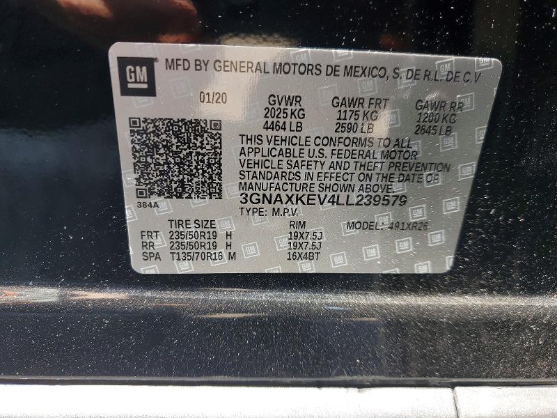 Продажа на аукционе авто 2020 Chevrolet Equinox, vin: 3GNAXKEV4LL239579, номер лота: 53403326