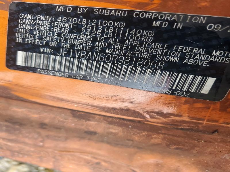 Aukcja sprzedaży 2024 Subaru Wrx, vin: JF1VBAN60R9818068, numer aukcji: 54805716