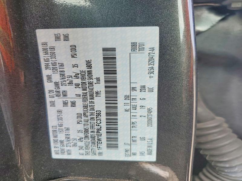 Aukcja sprzedaży 2020 Ford F150, vin: 1FTEW1EP8LFC37563, numer aukcji: 53802266