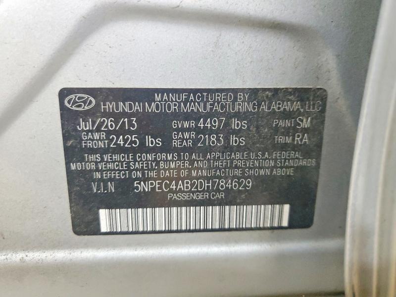54812496 :رقم المزاد ، 5NPEC4AB2DH784629 vin ، 2013 Hyundai Sonata مزاد بيع
