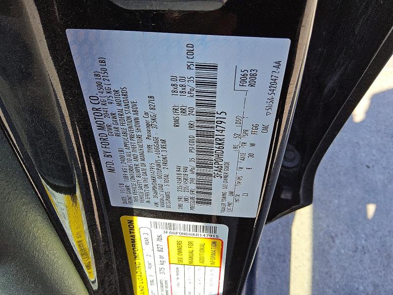 Продажа на аукционе авто 2019 Ford Fusion, vin: 3FA6P0HD6KR147915, номер лота: 53931556