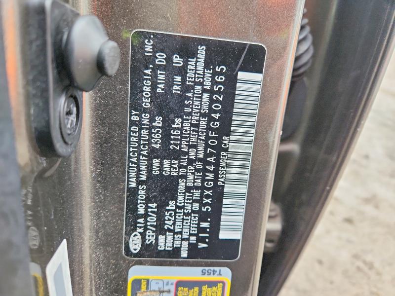 52996106 :رقم المزاد ، 5XXGM4A70FG402565 vin ، 2015 Kia Optima مزاد بيع