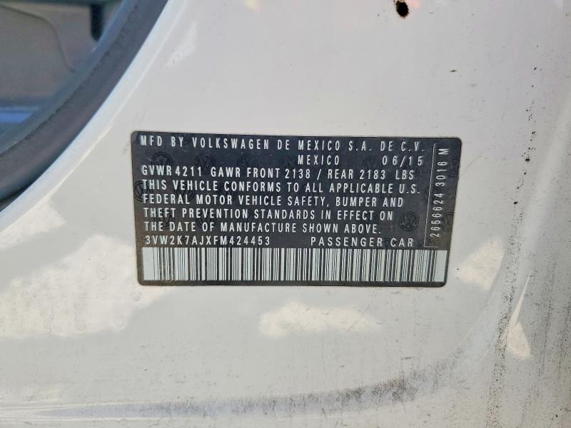 53520276 :رقم المزاد ، 3VW2K7AJXFM424453 vin ، 2015 Volkswagen Jetta مزاد بيع