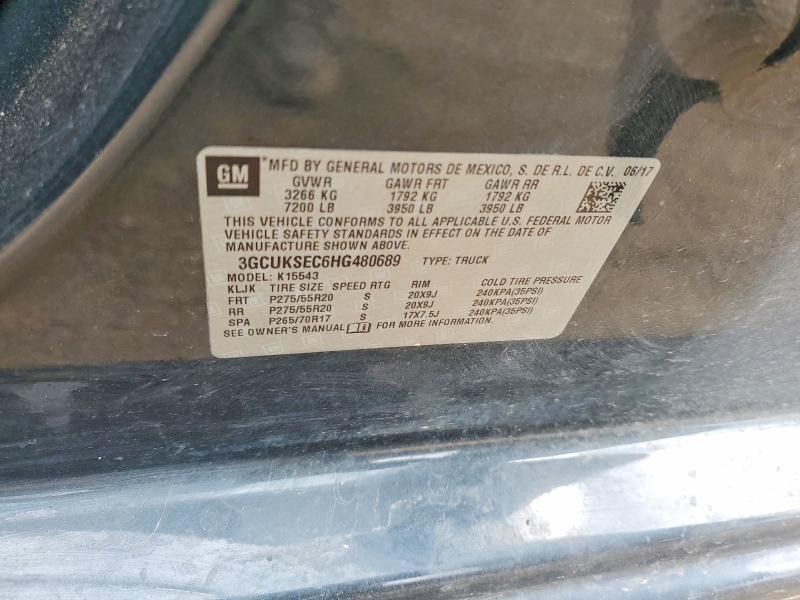 2017 Chevrolet Silverado მანქანა იყიდება აუქციონზე, vin: 3GCUKSEC6HG480689, აუქციონის ნომერი: 52704666