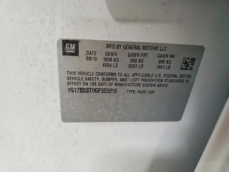 Продажа на аукционе авто 2016 Chevrolet Malibu, vin: 1G1ZB5ST9GF353018, номер лота: 52167546