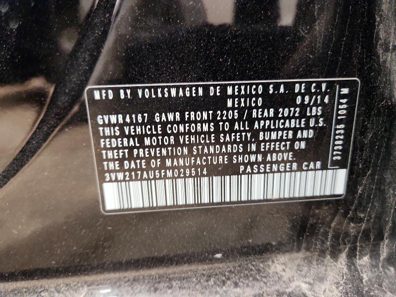 52203176 :رقم المزاد ، 3VW217AU5FM029514 vin ، 2015 Volkswagen Golf مزاد بيع
