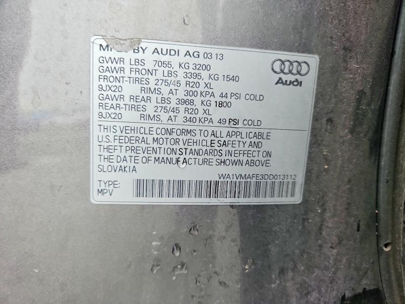 Aukcja sprzedaży 2013 Audi Q7, vin: WA1VMAFE3DD013112, numer aukcji: 54999126