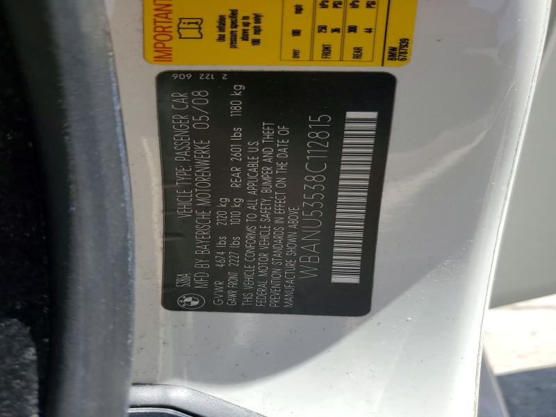 Aukcja sprzedaży 2008 Bmw 528, vin: WBANU53538C112815, numer aukcji: 53532556