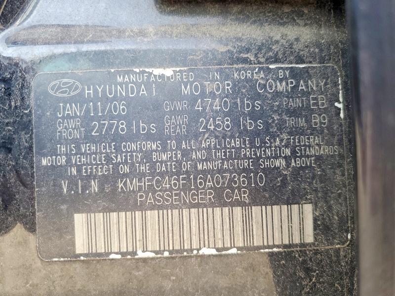 Aukcja sprzedaży 2006 Hyundai Azera, vin: KMHFC46F16A073610, numer aukcji: 53995026