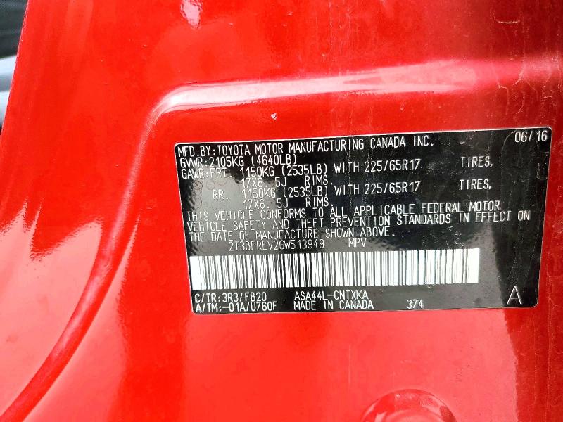 Aukcja sprzedaży 2016 Toyota Rav4, vin: 2T3BFREV2GW513949, numer aukcji: 54268246