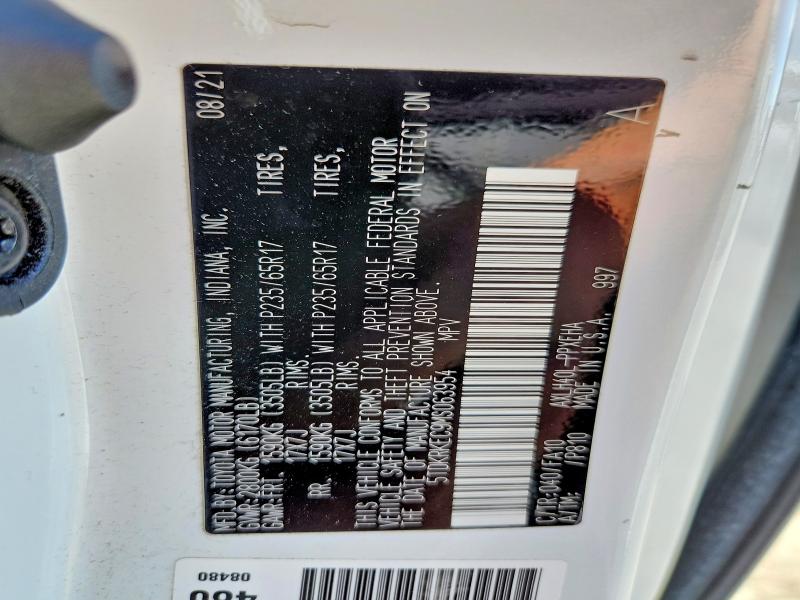 2021 Toyota Sienna მანქანა იყიდება აუქციონზე, vin: 5TDKRKEC9MS063954, აუქციონის ნომერი: 52689226