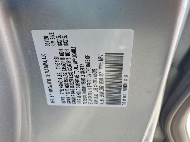 Продаж на аукціоні авто 2021 Honda Odyssey, vin: 5FNRL6H71MB011082, номер лоту: 54165256