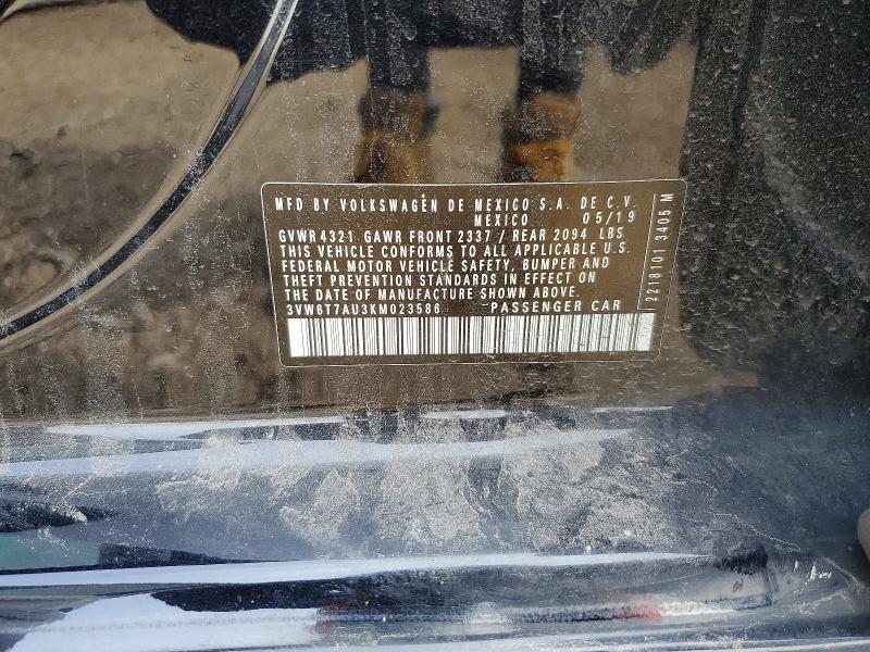 52528396 :رقم المزاد ، 3VW6T7AU3KM023586 vin ، 2019 Volkswagen Gti مزاد بيع