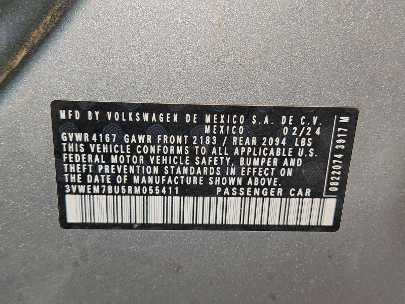 54976046 :رقم المزاد ، 3VWEM7BU5RM055411 vin ، 2024 Volkswagen Jetta مزاد بيع