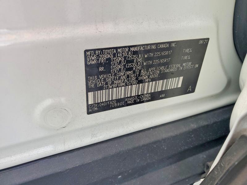 2021 Toyota Rav4 მანქანა იყიდება აუქციონზე, vin: 2T3W1RFV8MC157082, აუქციონის ნომერი: 53482006
