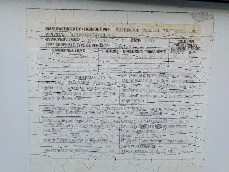 Продаж на аукціоні авто 1998 Coleman Mesa, vin: 4CE691G12W7238432, номер лоту: 51001666