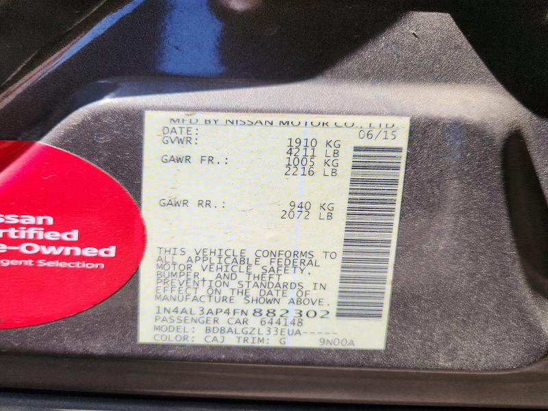 Aukcja sprzedaży 2015 Nissan Altima, vin: 1N4AL3AP4FN882302, numer aukcji: 54189786